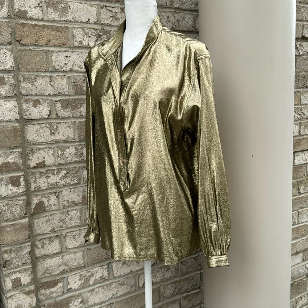 Rare Find Vintage Stephen Burrows Shimmery Gold Blouse - Size 10 - Picture 1 of 12